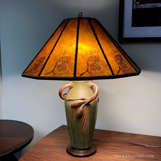 Handcrafted Ceramic Table Lamp with Handmade Mica shade.