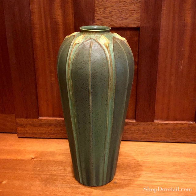 Inspired Arts & Crafts vases, urns, and bowls, reminiscent of Roseville and Grueby.